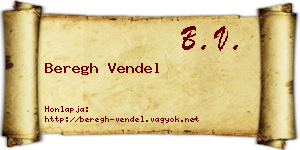 Beregh Vendel névjegykártya